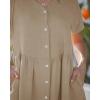 image:imageGRAPENT Linen Dresses for Women Casual Summer Babydoll Button Down Short Sleeve V Neck Above Knee Dress with PocketsKhaki