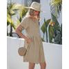 image:imageGRAPENT Linen Dresses for Women Casual Summer Babydoll Button Down Short Sleeve V Neck Above Knee Dress with PocketsKhaki