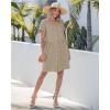 image:imageGRAPENT Linen Dresses for Women Casual Summer Babydoll Button Down Short Sleeve V Neck Above Knee Dress with PocketsKhaki