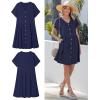 image:imageGRAPENT Linen Dresses for Women Casual Summer Babydoll Button Down Short Sleeve V Neck Above Knee Dress with PocketsNavy Blue