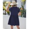 image:imageGRAPENT Linen Dresses for Women Casual Summer Babydoll Button Down Short Sleeve V Neck Above Knee Dress with PocketsNavy Blue