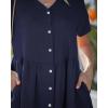 image:imageGRAPENT Linen Dresses for Women Casual Summer Babydoll Button Down Short Sleeve V Neck Above Knee Dress with PocketsNavy Blue
