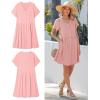 image:imageGRAPENT Linen Dresses for Women Casual Summer Babydoll Button Down Short Sleeve V Neck Above Knee Dress with PocketsPink