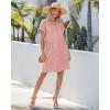 image:imageGRAPENT Linen Dresses for Women Casual Summer Babydoll Button Down Short Sleeve V Neck Above Knee Dress with PocketsPink