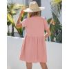 image:imageGRAPENT Linen Dresses for Women Casual Summer Babydoll Button Down Short Sleeve V Neck Above Knee Dress with PocketsPink