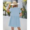 image:imageGRAPENT Linen Dresses for Women Casual Summer Babydoll Button Down Short Sleeve V Neck Above Knee Dress with PocketsSky Blue