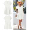 image:imageGRAPENT Linen Dresses for Women Casual Summer Babydoll Button Down Short Sleeve V Neck Above Knee Dress with PocketsWhite