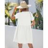 image:imageGRAPENT Linen Dresses for Women Casual Summer Babydoll Button Down Short Sleeve V Neck Above Knee Dress with PocketsWhite