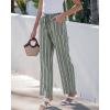 image:imageGRAPENT Linen Pants Women Wide Leg Striped High Waisted Pull On Elastic Waist Casual Summer Beach Vacation Palazzo PantsArmy Green Stripe