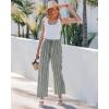 image:imageGRAPENT Linen Pants Women Wide Leg Striped High Waisted Pull On Elastic Waist Casual Summer Beach Vacation Palazzo PantsArmy Green Stripe