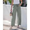 image:imageGRAPENT Linen Pants Women Wide Leg Striped High Waisted Pull On Elastic Waist Casual Summer Beach Vacation Palazzo PantsArmy Green Stripe