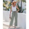 image:imageGRAPENT Linen Pants Women Wide Leg Striped High Waisted Pull On Elastic Waist Casual Summer Beach Vacation Palazzo PantsArmy Green Stripe
