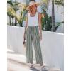 image:imageGRAPENT Linen Pants Women Wide Leg Striped High Waisted Pull On Elastic Waist Casual Summer Beach Vacation Palazzo PantsArmy Green Stripe