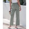 image:imageGRAPENT Linen Pants Women Wide Leg Striped High Waisted Pull On Elastic Waist Casual Summer Beach Vacation Palazzo PantsArmy Green Stripe