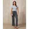 image:imageGRAPENT Linen Pants Women Wide Leg Striped High Waisted Pull On Elastic Waist Casual Summer Beach Vacation Palazzo PantsBlack Stripe