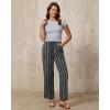 image:imageGRAPENT Linen Pants Women Wide Leg Striped High Waisted Pull On Elastic Waist Casual Summer Beach Vacation Palazzo PantsBlack Stripe