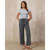 image:imageGRAPENT Linen Pants Women Wide Leg Striped High Waisted Pull On Elastic Waist Casual Summer Beach Vacation Palazzo PantsBlack Stripe