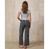 image:imageGRAPENT Linen Pants Women Wide Leg Striped High Waisted Pull On Elastic Waist Casual Summer Beach Vacation Palazzo PantsBlack Stripe