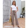 image:imageGRAPENT Linen Pants Women Wide Leg Striped High Waisted Pull On Elastic Waist Casual Summer Beach Vacation Palazzo PantsBrown Stripe