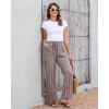 image:imageGRAPENT Linen Pants Women Wide Leg Striped High Waisted Pull On Elastic Waist Casual Summer Beach Vacation Palazzo PantsBrown Stripe