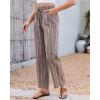 image:imageGRAPENT Linen Pants Women Wide Leg Striped High Waisted Pull On Elastic Waist Casual Summer Beach Vacation Palazzo PantsBrown Stripe