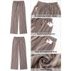 image:imageGRAPENT Linen Pants Women Wide Leg Striped High Waisted Pull On Elastic Waist Casual Summer Beach Vacation Palazzo PantsBrown Stripe