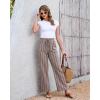 image:imageGRAPENT Linen Pants Women Wide Leg Striped High Waisted Pull On Elastic Waist Casual Summer Beach Vacation Palazzo PantsBrown Stripe