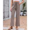 image:imageGRAPENT Linen Pants Women Wide Leg Striped High Waisted Pull On Elastic Waist Casual Summer Beach Vacation Palazzo PantsBrown Stripe