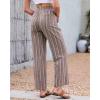 image:imageGRAPENT Linen Pants Women Wide Leg Striped High Waisted Pull On Elastic Waist Casual Summer Beach Vacation Palazzo PantsBrown Stripe