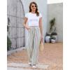 image:imageGRAPENT Linen Pants Women Wide Leg Striped High Waisted Pull On Elastic Waist Casual Summer Beach Vacation Palazzo PantsCream White Stripe