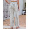 image:imageGRAPENT Linen Pants Women Wide Leg Striped High Waisted Pull On Elastic Waist Casual Summer Beach Vacation Palazzo PantsCream White Stripe