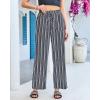 image:imageGRAPENT Linen Pants Women Wide Leg Striped High Waisted Pull On Elastic Waist Casual Summer Beach Vacation Palazzo PantsNavy Blue Stripe