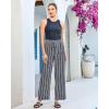 image:imageGRAPENT Linen Pants Women Wide Leg Striped High Waisted Pull On Elastic Waist Casual Summer Beach Vacation Palazzo PantsNavy Blue Stripe