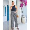 image:imageGRAPENT Linen Pants Women Wide Leg Striped High Waisted Pull On Elastic Waist Casual Summer Beach Vacation Palazzo PantsNavy Blue Stripe