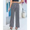 image:imageGRAPENT Linen Pants Women Wide Leg Striped High Waisted Pull On Elastic Waist Casual Summer Beach Vacation Palazzo PantsNavy Blue Stripe
