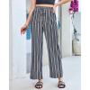 image:imageGRAPENT Linen Pants Women Wide Leg Striped High Waisted Pull On Elastic Waist Casual Summer Beach Vacation Palazzo PantsNavy Blue Stripe