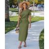 image:imageGRAPENT Long Dresses for Women Casual Summer Side Split Beach Vacation Short Sleeve Self Tie 2026 Comfy Tshirt DressArmy Green