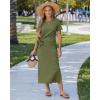 image:imageGRAPENT Long Dresses for Women Casual Summer Side Split Beach Vacation Short Sleeve Self Tie 2026 Comfy Tshirt DressArmy Green