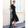 image:imageGRAPENT Long Dresses for Women Casual Summer Side Split Beach Vacation Short Sleeve Self Tie 2026 Comfy Tshirt DressBlack