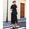 image:imageGRAPENT Long Dresses for Women Casual Summer Side Split Beach Vacation Short Sleeve Self Tie 2026 Comfy Tshirt DressBlack