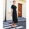 image:imageGRAPENT Long Dresses for Women Casual Summer Side Split Beach Vacation Short Sleeve Self Tie 2026 Comfy Tshirt DressBlack