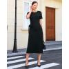 image:imageGRAPENT Long Dresses for Women Casual Summer Side Split Beach Vacation Short Sleeve Self Tie 2026 Comfy Tshirt DressBlack