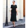 image:imageGRAPENT Long Dresses for Women Casual Summer Side Split Beach Vacation Short Sleeve Self Tie 2026 Comfy Tshirt DressBlack