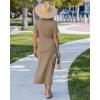 image:imageGRAPENT Long Dresses for Women Casual Summer Side Split Beach Vacation Short Sleeve Self Tie 2026 Comfy Tshirt DressCoffee