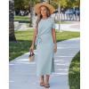 image:imageGRAPENT Long Dresses for Women Casual Summer Side Split Beach Vacation Short Sleeve Self Tie 2026 Comfy Tshirt DressDenim Blue