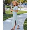 image:imageGRAPENT Long Dresses for Women Casual Summer Side Split Beach Vacation Short Sleeve Self Tie 2026 Comfy Tshirt DressDenim Blue