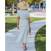 image:imageGRAPENT Long Dresses for Women Casual Summer Side Split Beach Vacation Short Sleeve Self Tie 2026 Comfy Tshirt DressDenim Blue