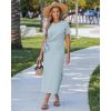 image:imageGRAPENT Long Dresses for Women Casual Summer Side Split Beach Vacation Short Sleeve Self Tie 2026 Comfy Tshirt DressDenim Blue