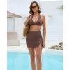 image:imageGRAPENT Swim Skirts for Women High Waisted Side Split Bikini Tankini Swimwear Bathing Suit Bottoms Beach Vacation OutfitCoffee Brown