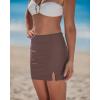 image:imageGRAPENT Swim Skirts for Women High Waisted Side Split Bikini Tankini Swimwear Bathing Suit Bottoms Beach Vacation OutfitCoffee Brown
